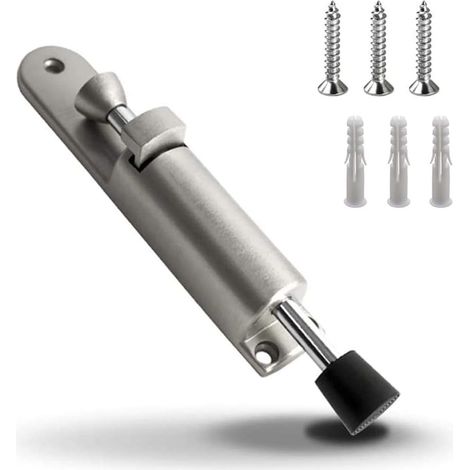 Tope de puerta de acero inoxidable, tope de puerta metálico, soporte de puerta de aleación de zinc con tornillos a juego y tubo de expansión para puertas de balcón interiores y exteriores (acabado de  (1/5)