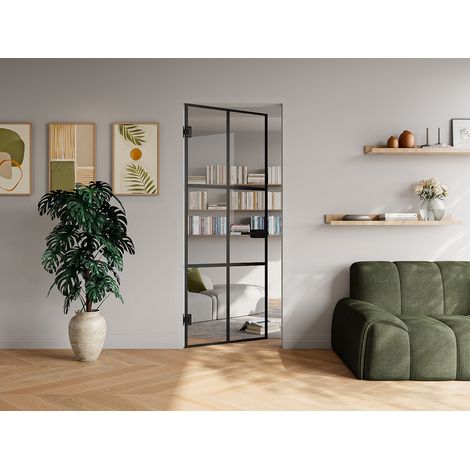 Porta reversibile senza telaio in vetro temperato Nero H204 x L83 cm - SEROTO (1/4)