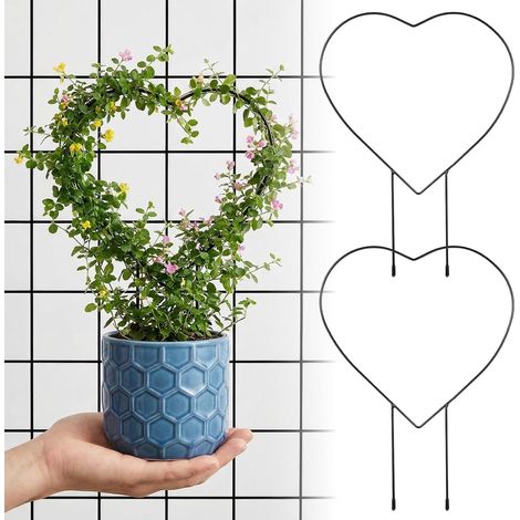 Treillis De Jardin en Métal pour l'escalade De Plantes En forme de cœur En forme de cœur 2PCS Noir (1/5)