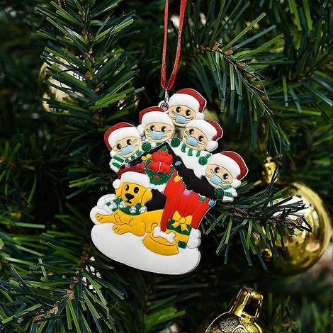 Adornos colgantes para árbol de Navidad Familia con mascotas Adornos navideños Colgantes Decoración DIY (1/5)