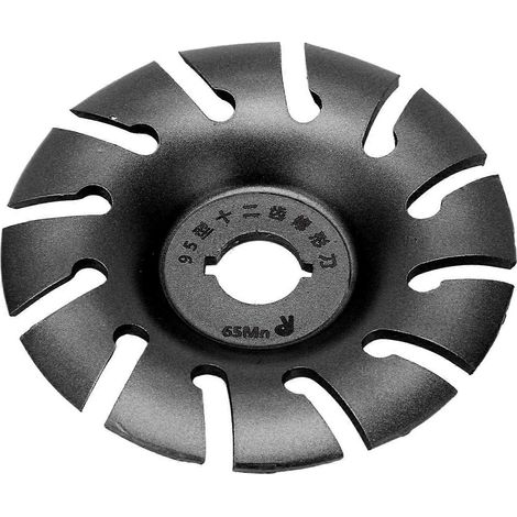 Disque à modeler pour meuleuse d'angle, 12 dents, acier inoxydable, 95 mm, noir, pour le travail du bois. (1/4)