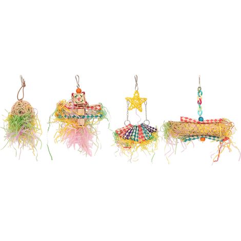 Jouets à déchiqueter pour oiseaux, jouets colorés anti-anxiété pour perroquets, avec crochet, pour inséparables et calopsittes. (1/5)