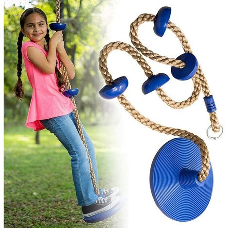 Corda da arrampicata per bambini e set di altalena Corda da arrampicata Disco per altalena per bambini Piedistallo giocattolo Albero sospeso per interni ed esterni Blu