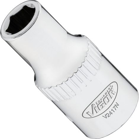 VIGOR Embout carré 6,3 mm (1/4") profil hexagonal extérieur 5,5 mm V2417N, longueur 25 mm (1/2)