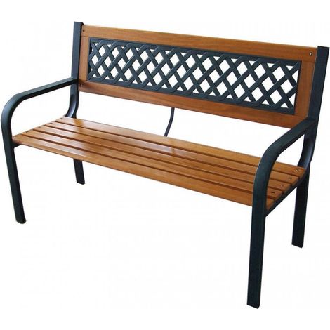 GARDENIA Panchina 2 posti, in legno, struttura in acciaio, intreccio spalliera in resina, 118x52xh.75 cm