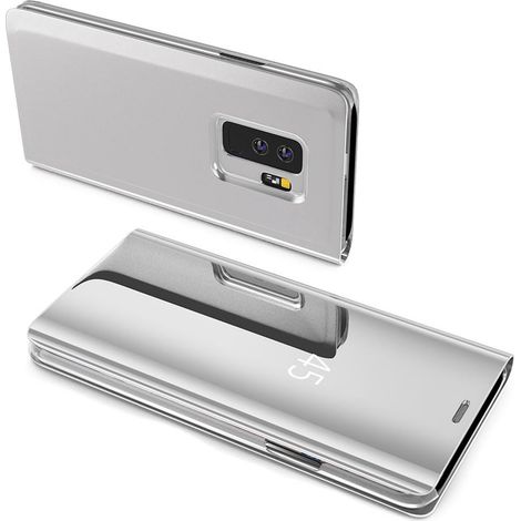 Smart View Spiegel Mirror Smart Cover Schale Etui kompatibel mit Samsung Galaxy A35 Schutzhülle Tasche Case Schutz Clear Silber