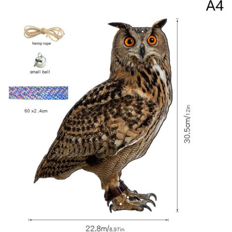 Épouvantail à clochettes, épouvantail hibou, oiseau suspendu rectangulaire (1/5)
