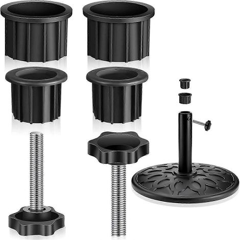 Accessoires pour pied de parasol : 2 vis à molette, vis pour base de pied de parasol, capuchon pour mât de parasol (1/3)