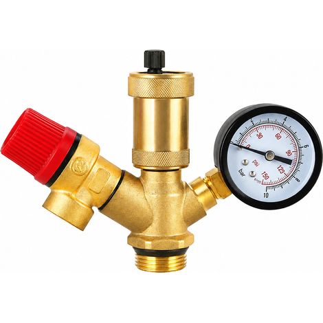 Groupe de sécurité pour chaudière DN25 filetage mâle en laiton avec soupape et purgeur dn25 réf 9134 435 g – Livraison gratuite
