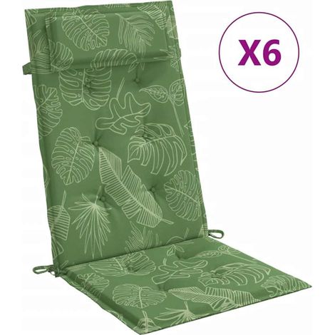 Coussins de chaise à dossier haut lot de 6,Coussins d'extérieur modèle de feuille CFW718387 (1/5)