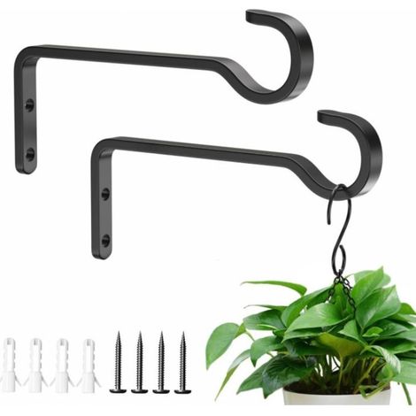 Lot de 2 crochets muraux de 15.2 cm pour suspension de fleurs, support pour plantes suspendues, supports pour plantes en plein air, crochets muraux (1/5)