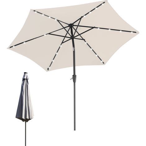 Randaco Sonnenschirm 2,7 m mit LED-Beleuchtung – Balkonschirm für Garten & Terrasse, beige