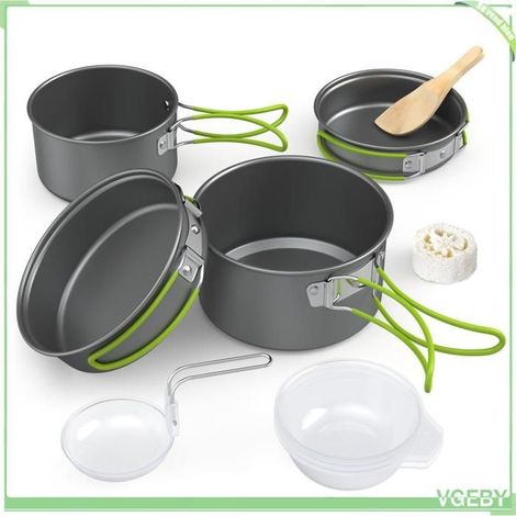 Batterie de cuisine de camping - FAFEICY - DS-301 - 10-en-1 - Aluminium anodisé - Compact pour 2-3 personnes (1/5)