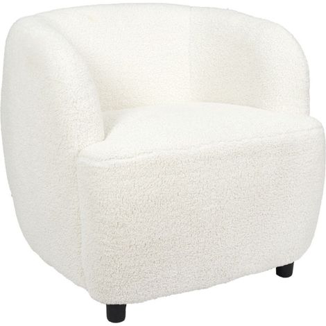 Fauteuil Design Bouclette "Shirley" 77cm Blanc (1/5)