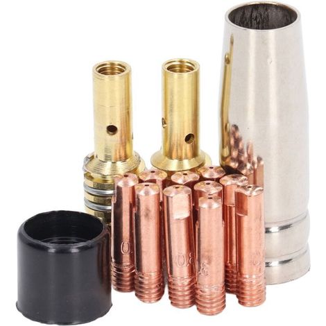 Kit de 14 Buses à Gaz à Pointe en Cuivre pour Torche de Soudage MIG 15AK, MIG, MAG. (1/4)