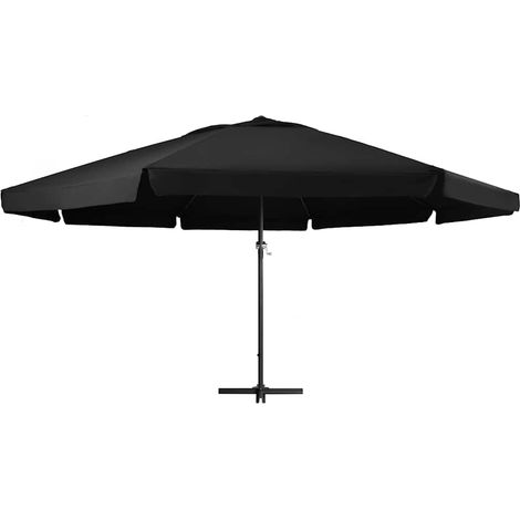 Ombrellone Parasole da Giardino con Palo in Alluminio 600 cm Nero (1/5)