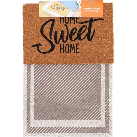 Paillasson + Dessous de Tapis Cadre - Home Sweet Home - 90,5 x 60,3 x H 2,1 cm - Livraison gratuite