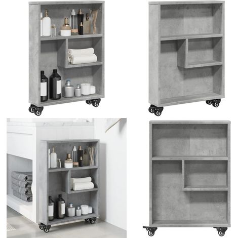 vidaXL Aufbewahrungswagen Schmal Betongrau 48x13x68 cm Holzwerkstoff (1/5)