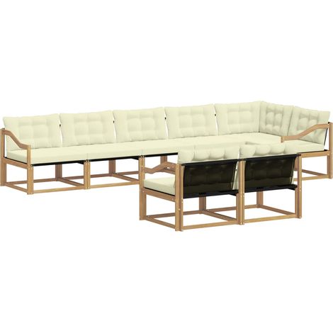 Conjunto de sofás de exterior 8 uds. 8 plaza Blanco y Crema vidaXL (1/5)