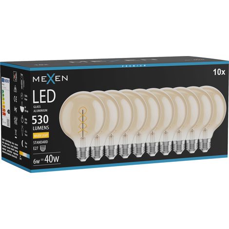 Mexen Vintis 10x Ampoule filament spirale LED E27, G95, 6W, Chaude - 2700K, 530 lm, ambre - L167-E27-0627-50x10 (1/5)