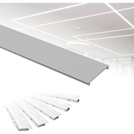 HEXIM LED Trockenbauprofil 2m Aluminium Profil Unterputz Lichtleiste für LED-Streifen inkl. Abdeckung (Montageabdeckung (2 Meter), Aled 3 - 30mm Leuchtbreite)