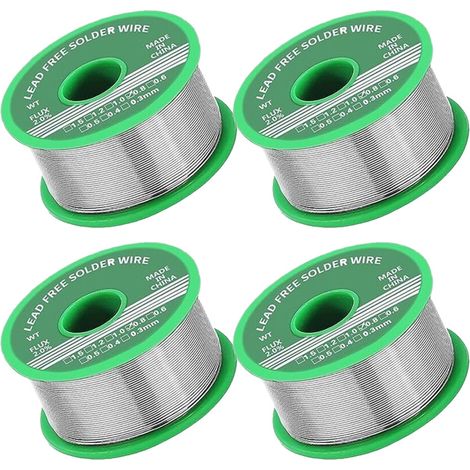 Lot de 4 Étain de soudure 0,8 mm, étain sans plomb avec noyau de colophane, étain à souder avec flux 20 g, fil de soudure pour la réparation et le bricolage des composants de soudure électriques élect