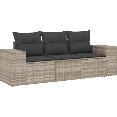 Maison Exclusive - Set Divano da Giardino 3pz con Cuscini Grigio Chiaro Polyrattan