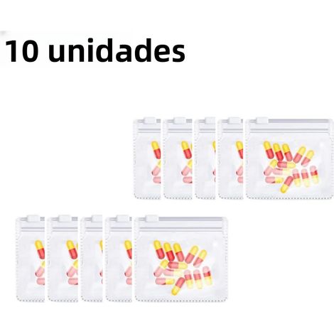 Sac de rangement transparent en PVC réutilisable, anti-humidité et anti-poussière, pour médicaments et bijoux, facile à transporter 10 pièces (1/4)