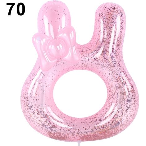 Bouée de natation lapin rose à paillettes, design rond flottant, mignonne, pour bébés et enfants. (1/5)