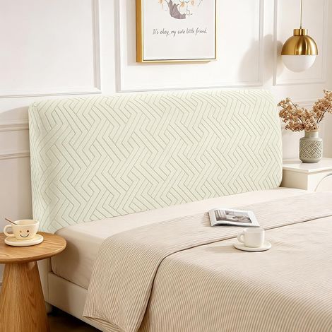 Elastic Headboard Cover, Dustproof Headboard Cover, Washable Headboard Protector, Solid Color, Universal Dustproof Protector (90cm, Beige) (1/5)