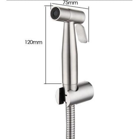 Kit de lance WC en acier inoxydable 304 sans perforation Buse d'appoint Chasse d'eau WC - 1 buse + 1 siège suspendu + 1 tuyau de 1,5m (1/4)