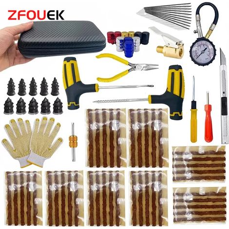 (Case5-68Plus) Kit de réparation de pneus ZFOUEK : outils de réparation de crevaison, mèches universelles, outil de mélange de colle. (1/5)