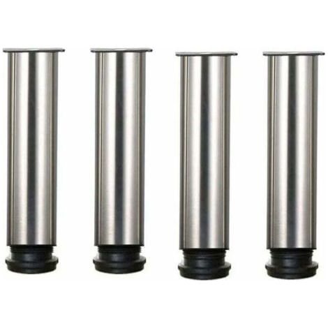 Set di 4 gambe per mobili - acciaio inox - altezza regolabile di 25 cm - ideale per divani, tavoli, armadi (1/4)
