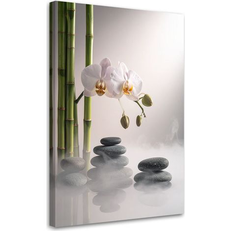 Tableau Moderne, Pierres fleuries orchidée bambou zen spa,20x30 (1/4)