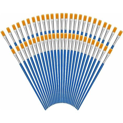 Pinceaux Paint Blue (Set of 50) - Pinceaux Acrylic, Aquarelle and Oil in Poil of Nylon with Sleeves in Plastic - Small Pinceau Paint End and Flat - Art and Crafts (1/5)