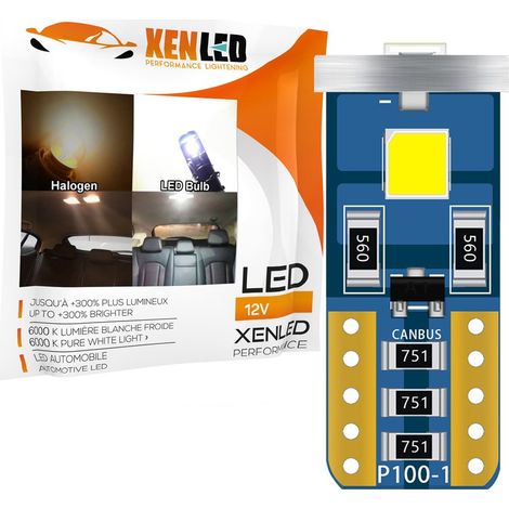 AMPOULE 3 LEDS SMD CANBUS BLANC - T10 W5W 12V - BLANC Sans erreur au tableau de bord (1/5)