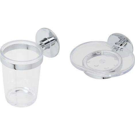 Set accessori a muro portaspazzolini e portasapone in acciaio Idea (1/3)