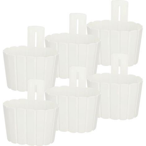 Maceta colgante de pared rústica blanca de 20 cm, 6 unidades