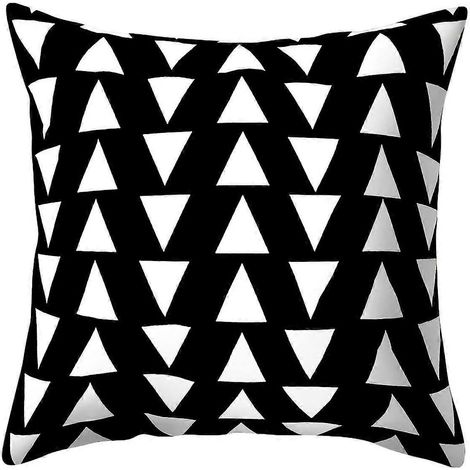 Housse de coussin carrée géométrique noire et blanche effet peau de pêche, douce et décorative pour canapé, 45 x 45 cm (1/5)