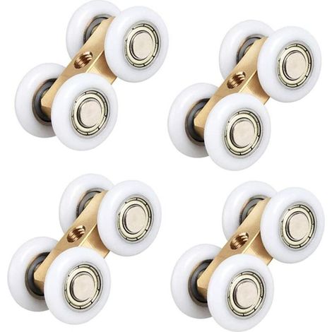 Tout le cuivre salle de bains suspendue poulie salle de bains verre porte coulissante étanche roulement suspendu roue salle de bains porte coulissante petite cuivre quatre roues,(4pcs) (1/4)
