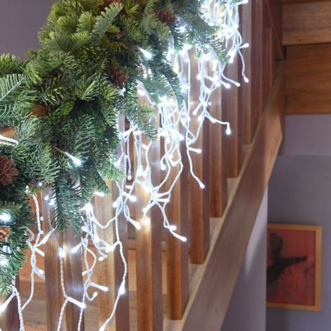 Guirlande lumineuse d'extérieur 8m connectable – 160 LED blanc pur – 8 animations lumineuses – Câble blanc pour intérieur et extérieur – Millumine (1/4)