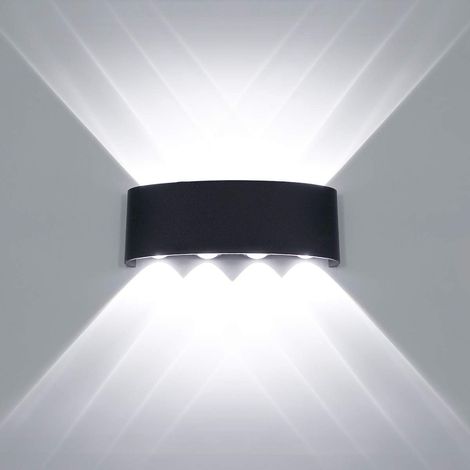 Wandlampe Innen LED 8W Wandleuchte Flur Up and Down Aluminium Treppenhuas Beleuchtung für Wohnzimmer Schlafzimmer Flur - Kaltweiss (Schwarz)