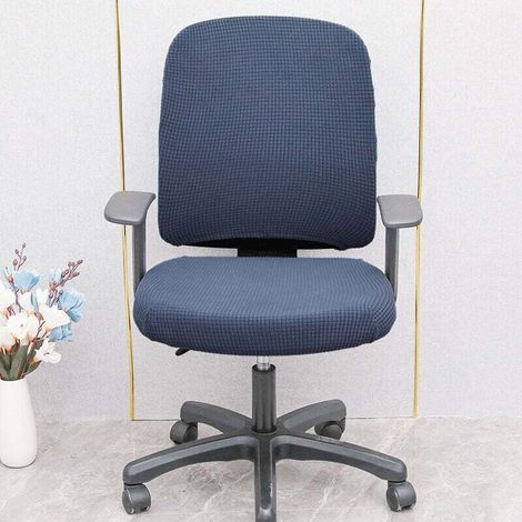Housse de chaise en molleton de maïs, ensemble complet de housses de chaise pivotante à poulie de bureau, bleu marine (1/4)