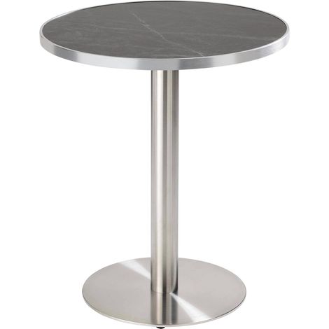 Table à manger ronde 60 cm plateau marbre noir/argent et pied argenté (1/5)