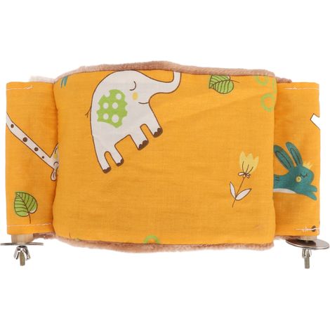 Lit suspendu en forme de nid d'oiseau, hamac chaud en peluche double couche, réduit l'anxiété, lit en peluche pour cage à oiseaux pour perroquets jaune (1/5)