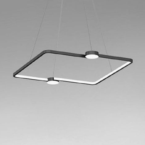TrAdE Shop Traesio - Lampadario A Sospensione Led 30w Quadrato Con Telecomando Design Moderno Nero 71187 - (1/4)