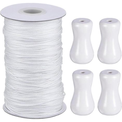 Cordon tressé de 1,8 mm pour stores vénitiens en aluminium, rouleau de 55 yards (environ 50 m) avec 4 pendentifs en bois. (1/5)
