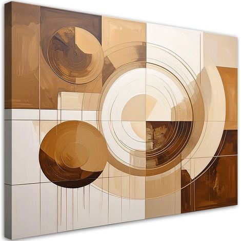 Quadro su tela, Cerchi astratti forme nei toni del beige, 100x70 (1/5)