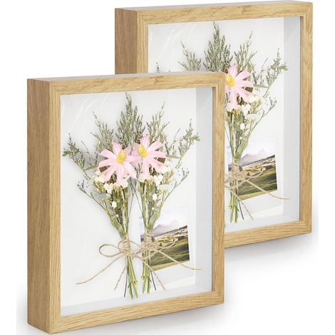 Bilderrahmen 3D Objektrahmen 20x25 cm Echtglas Holzfarbe 2er 20x25 cm (1/5)
