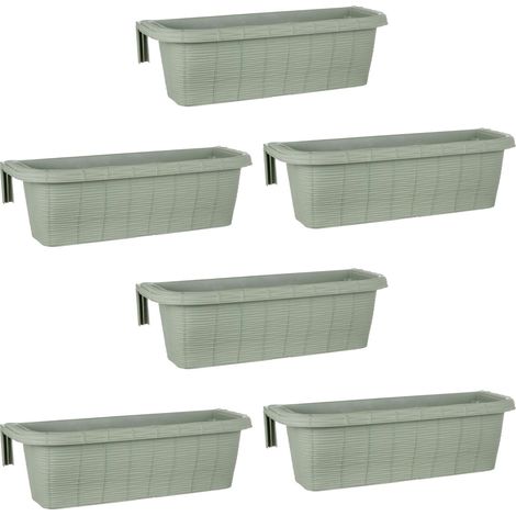 Rondine 60 - set di 6 balconiere intrecciate da 60cm con agganci regolabili e riserva d'acqua Salvia